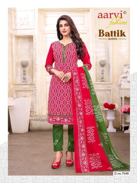 Aarvi Battik Queen Vol 1 Casual Wear Wholesale Cotton Dress Material
